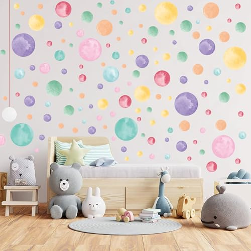 424Stück Wandtattoo Punkte,Kinderzimmer Wandsticker Deko,Punkte Wandtattoo | Kinderzimmer Mädchen Junge,Wandtattoo Babyzimmer,Klebepunkte Wandtattoo,für Wohnzimmer Nursery Decoration,Babyzimmer Deko