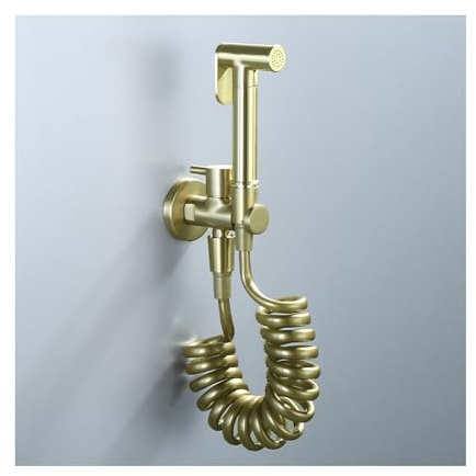 Gebürstetes Gold Bidet Handbrause Set für WC, Bidet Armaturen WC Messing Wandmontiert Handheld Bidet Sprayer für Toilette mit Duschschlauch, für Personal Hygiene, Baby Cloth Diaper Sprayer(Color:B)