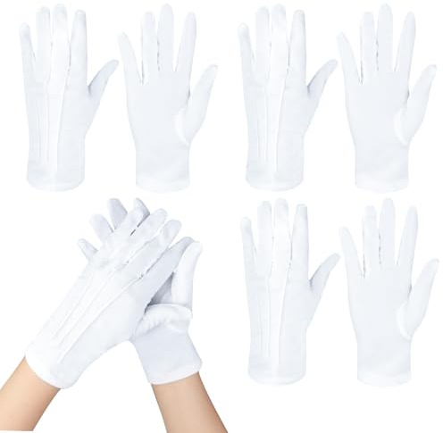 Vidacharmy 3 Paires Gants blancs, Gants de Coton en Nylon Blanc Gants Uniformes Gants de Smoking Gants de Police Formels Gant de Parade Gants de Smoking - Taille Unique