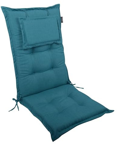 LILENO HOME Gartenstuhl Auflagen als [1er Set - Hochlehner] in Petrol - Bequeme Liegen als Sitzauflagen für Gartenmöbel - Stuhlkissen für Gartenstühle und Klappstühle MAR