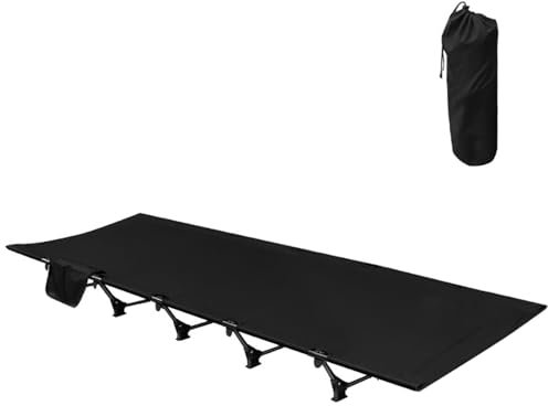 Reisebett Erwachsene Klappbar Aluminium Klappbett, Outdoor Campingbett, 150 kg Belastbarkeit, mit Aufbewahrungstasche, für Outdoor Reisen, Camping(Black)