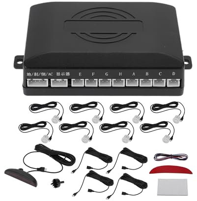 Motoforti Universal Car Auto Vehicle Reverse Backup Radar System Reverse Parking Sensors Alarm Buzzer Reminder Distance Detection White 8Parking Sensor