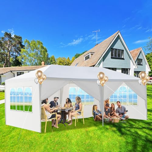 10'x20' Party Tent, Tents for Parties, Outdoor Wedding Tent Patio Canopy Tent with 6 Removable Sidewalls Instant Event Tent, Gazebo Tent for Cater Events Wedding Birthday Pavilion Beach BBQ