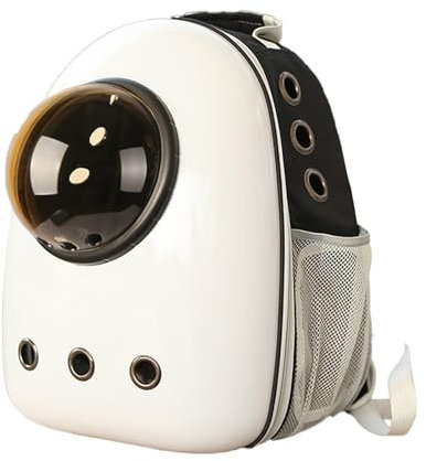 Raumkapsel Katzenrucksack Transportbox für Katzen Hunde: Tragbarer Atmungsaktiver Haustier Transporttasche mit Blasefenster für Reisen Outdoor Wandern (Black (Bubbles))