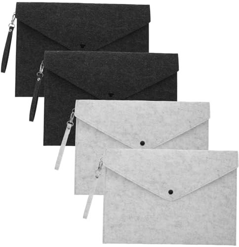 HOODANCOS 4stücke Filztasche Dokumentenmappe Tragbarer Filz-organizer Mit Druckknopf Robuste Sammelmappe Für Büro Schule Elegante Dokumententasche Mit Schlaufe Leicht Und Reißfest Hellgrau d