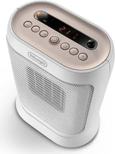 De'Longhi Capsule You&Me HFXR40T20.WB, Calefactor Quiet con Diseño Funcional, Temporizador 24h, Control Digital y Remoto, Termostato de Seguridad, 2 Niveles de Potencia, 2000W, Blanco/Beige