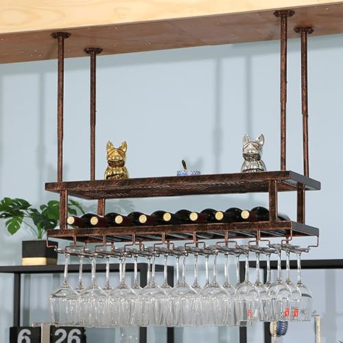 Modern Brass Hanging Wine Glass Rack Wall Mounted Display Bar Cabinet Iron Stand Holder for Home Restaurant Bars Metal Floating Shelves Organizer.