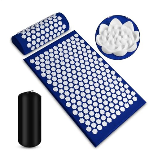Juego de acupresión de terapia de bienestar, incluye alfombrilla y | almohada de acupuntura, alfombrilla y almohada para el cuello, juego de del estrés, ayuda a liberar el dolor muscular