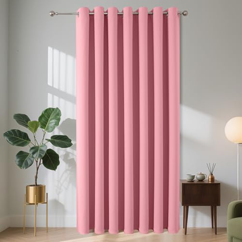 Joydeco Verdunkelungsvorhang 1 Stück,Vorhang Blickdicht mit Ösen Türvorhang H 210 x B 132 Thermovorhang Rosa Kälteschutz Hitzeschutz Blackout Curtain für Schlafzimmer Wohnzimmer