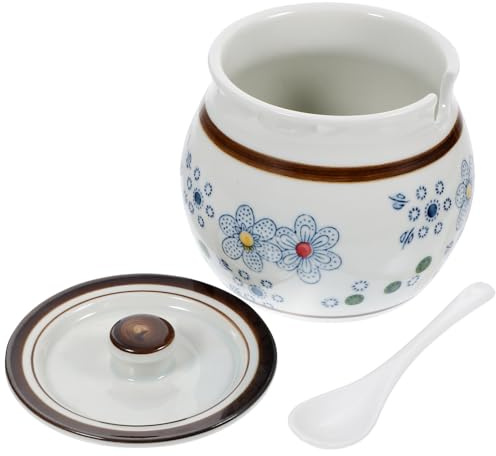 Cabilock Keramischer Zuckerbehälter Mit Deckel Und Löffel Zuckerspender Aus Hochwertiger Keramik Für Küche Und Zuhause Geeignet Für Zucker Und Gewürze