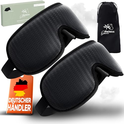 Atmungsaktive 3D Schlafmaske 2er Set Schlafbrille für Frauen Herren | Lichtblockierende bequeme Schlafmasken im 2er Set als 3D Schlafbrille Augenmaske Sleep Mask aus Memory Foam (S/S)