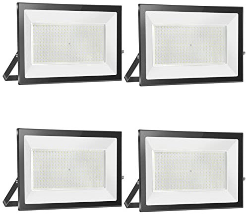 Proyector LED para exteriores: 500 W, superbrillante, 6000 K, blanco frío, 50000 lm, IP65, impermeable, ajustable, con clip para jardín, garaje