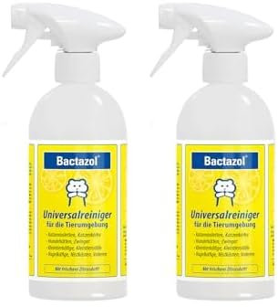 Bactazol Universalreiniger 500ml - Mit frischem Zitrusduft für Hunde, Katzen, Kleintiere & Vögel (Packung mit 2)
