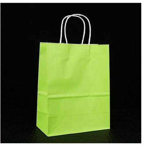 10/25 Stück Geschenktüten aus Kraftpapier, Urlaub, Einkaufen, DIY, multifunktional, recycelbar, mit Griffen (graugrün, 25 Stück, 28 x 15 x 28 cm)
