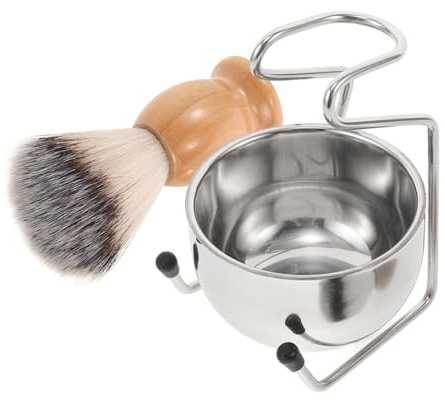 DEARMAMY Rasierpinsel Satz und Holzgriff Rasierpinsel mit Edelstahl Rasierschale für Herren Komfortables Nassrasur Erlebnis 3-in-1 Elegant Verpackt Pflegeset für Männer
