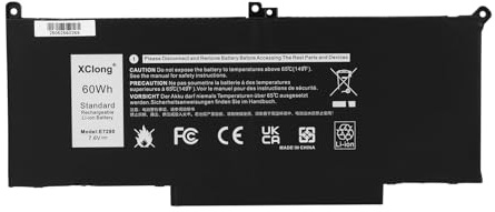 XClong 60Wh F3YGT DM3WC Laptop Batteria per Dell Latitude 12 7000 7280 7290 13 7000 7380 7390 P29S002 14 7000 7480 7490 P73G002 E7280 E7380 E7490 2X39G KG7VF DM6WC 451-BBYE 453-BBCF Battery