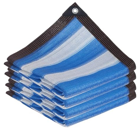 Beschattung für Terrassenüberdachung,Gewächshaus-Schattennetz, Sonnenschutz für Terrasse, Pergola, Garten, Carport, Hundehütten.Blue White,4×5m/13.12×16.4ft