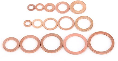 Rondelle di Tenuta in Rame, 150 Pezzi Piatti 15 Dimensioni 150 Pcs a Guarnizioni Metriche di varietà di Addetto Ad Assortimento con Scatola con Scatola con con con con con con