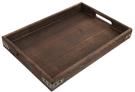 STOBAZA Solid Wood Tea Tray Wooden Fruit Plate for Serving for Tea House Party and Casual Dining Chic Design Material