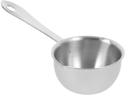 Toyvian Pentolino in Acciaio Resistente Manico in Acciaio Piccolo Bricco Versatore per Olio Caldo Salsa e Scioglimento Burro per Cucina e Dessert
