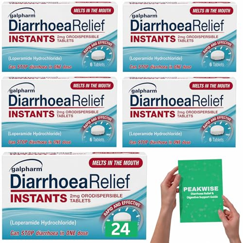 24 Diarrhoea Relief Instant Melts 2mg Orodispersible for Adults, Overnight Relief, Fast Acting Anti-Diarrhoea Tablets, with Diarrhoea Relief & Digestive Support Guide