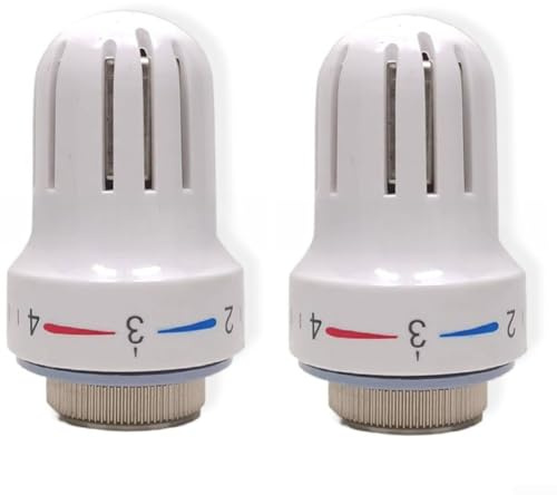 GLFLOW Hive Radiator Valve, Radiator Thermostat Head M30 X 1.5 Alloy And Plastic With Adjustable Temperature Settings And Frost Protection, White(2pcs)