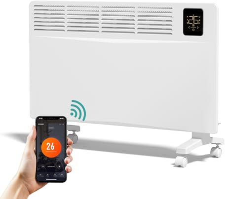EMKE Elektroheizung Energiesparend 2000W, Smart Konvektor-Heizung Elektrisch mit WLAN & App-Steuerung, Elektroheizkörper Standgerät oder Wandmontage Weiß