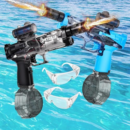 FORMIZON Elektrische Wasserpistole, 2 Pcs Große Kapazität Wasserpistole, Automatische Wasserpistole Elektrisch für Erwachsene und Kinder, Sommer Wasserspielzeug Für Pool, Strandparty (Blau+Schwarz)