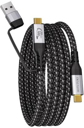 HOTUTUKI Cable USB C largo 3 metros Multifunción 2 en 1, USB A a Tipo C USB 3.2 Gen 2x2 20Gbps, Transmisión de Datos, Vídeo UHD 4K@60Hz, Carga Rápida PD 3.0 5A 100W, Compatible con Thunderbolt 3/4