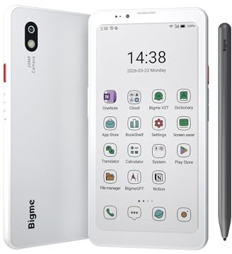Bigme HiBreak Plus 6.13 E-Ink ePaper Handwriting Phone with 4GB +64GB, Android 14, Android Color Ereader 4G Smart Phone Supports Fingerprint Unlcok, Adjustable Front Light, Long Battery Life White