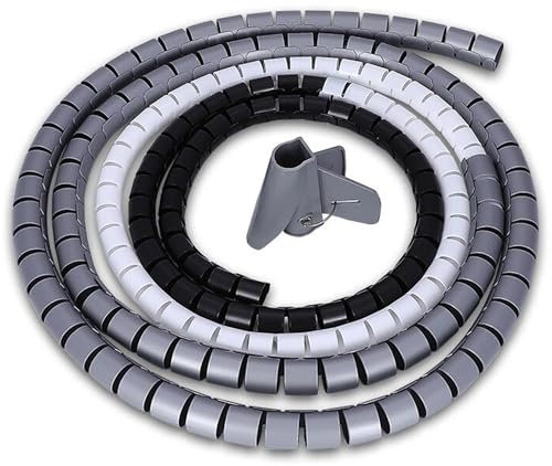 Avvolgicavo a spirale, 5 m, in plastica, per organizzare i cavi, ideale per computer, TV e cavi elettrici
