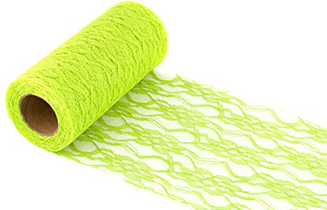 Creativery 10m Spitzenstoff 50cm (maigrün 550 / lindgrün/hellgrün) // Spitze Deko Stoff Tischläufer Bekleidung Verzierung