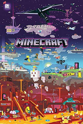 Close Up Minecraft Poster World Beyond (61 cm x 91,5 cm) + 1 drömstrand affisch ö bora extra