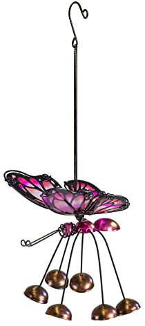Springy Butterfly Sun Catcher ornamento da giardino con campane (viola)