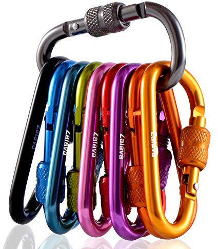 Zalava Neu Mini Schlüsselanhänger Karabiner, 6cm Karabiner mit Schraubverschluss Mehrfunktionale Karabinerhaken für Camping, Angeln, Wandern Oder Reisen (10 Farben)