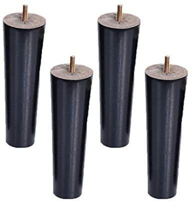 JIAOLUN123 Holz Tischbeine Massivholz Konisch Ersatz Möbelfüße Möbelbeine für Sofa Bett Schrank M6 Gewinde Ersatz für Schrank Bett Füße,Schwarze,4 Stück(Straight cone12cm)