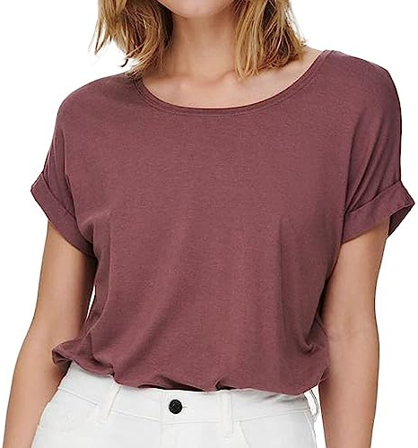 ONLY Damen Onlmoster S/S O-Neck Top Noos JRS, Rosa (Rose Brown), S