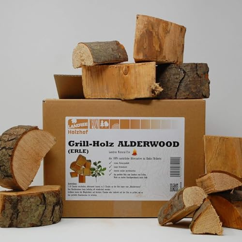 BBQ Grillholz Erle 8Kg - von Landree® - die (saubere) Alternative zu Kohle oder Briketts - direkt vom Holzhof aus Schleswig-Holstein