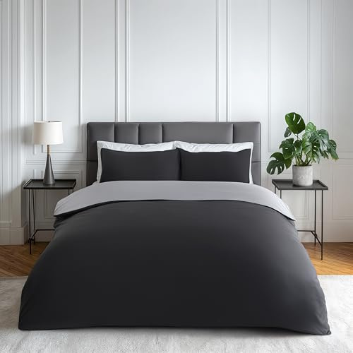 Emma Barclay Lyla Reversible Duvet Set in Black/Grey - Single