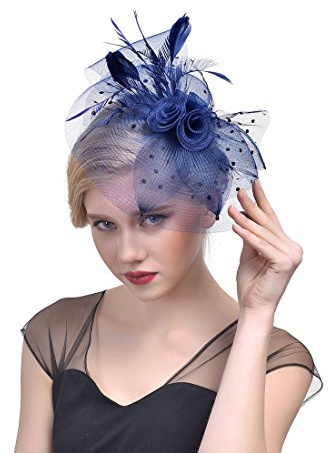 Ulalaza Chapeau de fascinateur pour Femme Pince à Cheveux Plume Mariage mariée Cocktail Chapeau Derby église Banquet pour Les Filles