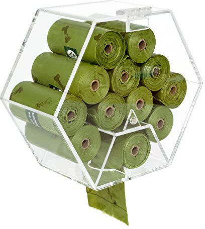 KOEMEHR Hundekotbeutel Spender Wandhalterung, Outdoor oder Indoor Hundekotbeutel Nachfüllrollen Spender Halter mit Scharnierdeckel Acryl Haustier Hundekotbeutelspender, transparent