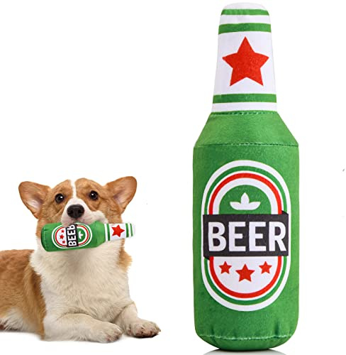 Giocattoli per Cani Giocattolo per Cani con Squittio Giocattolo Morbido Peluche per Caniper Noia Bottiglia di Birra Forma Giocattoli per Cani Carino Piccolo e Medio Grande Cane Regali per Formazione