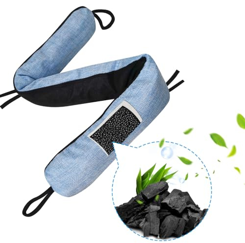 Generic 91,4 cm Tür-Zugluftstopper, schwarz, Leinen, füllt 0-3 Zoll Lücken, multifunktional, gewichtet mit Kohleperlen, Luftreiniger, Geräuschblocker, passend für Teppich, Fliesen, Marmor, Holz oder