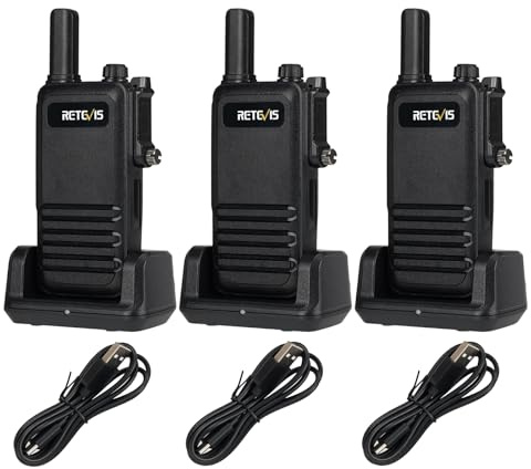 Retevis RB647 Funkgerät Tragbar, Wasserdicht Walkie Talkie IP67, PMR446 16 Kanäle, Professionelles Funkgerät, 1000 mAh, VOX Walkie Talkies für Schule, Sicherheitsrettung (schwarz, 3 Stück)