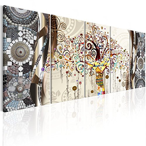 murando - Akustikbild Gustav Klimt Baum des Lebens 100x40cm 5 tlg Bilder Akustikschaum Schallschutz Wand Akustikpaneele Wandpaneele Schalldämmung Wandbild Schallabsorber Akustikplatten l-A-0006-b-n