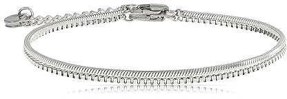Made by Nami Filigranes Damen Armband aus Edelstahl • Silber Gold Rosé • Minimalistisches Armband • Armbänder für Frauen • Feine Cuban Link Chain Armkette (2er Set Silber)