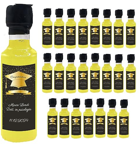 24 Bottiglie mignon di Limoncello Personalizzato - Idea esclusiva e originale per bomboniere di laurea (Congratulations)