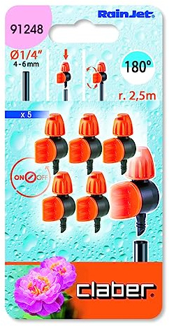 Cla ber Micro irrigatori regolabili a 180° per sistemi di irrigazione a goccia, confezione da 5