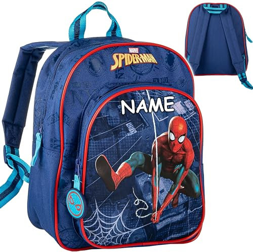 alles-meine.de GmbH Kinder Rucksack - Spyderman - inkl. Name - Tasche - wasserfest & beschichtet - Kinderrucksack - 2 Fächer - groß Kind - Jungen Mädchen - Kindergartentasche - z..