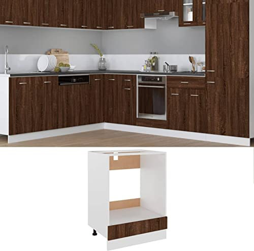 ARKEM Mobile Base Forno,Mobile da Forno Rovere Marrone 60x46x81,5 cm Legno Multistrato